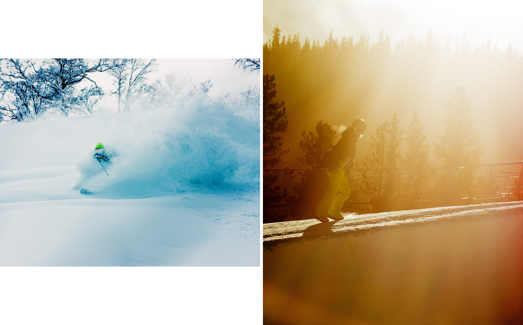 (L) Eric Pollard, Hokkaido, Japan. (R) Gretchen Bleiler. Copper Mountain, CO.