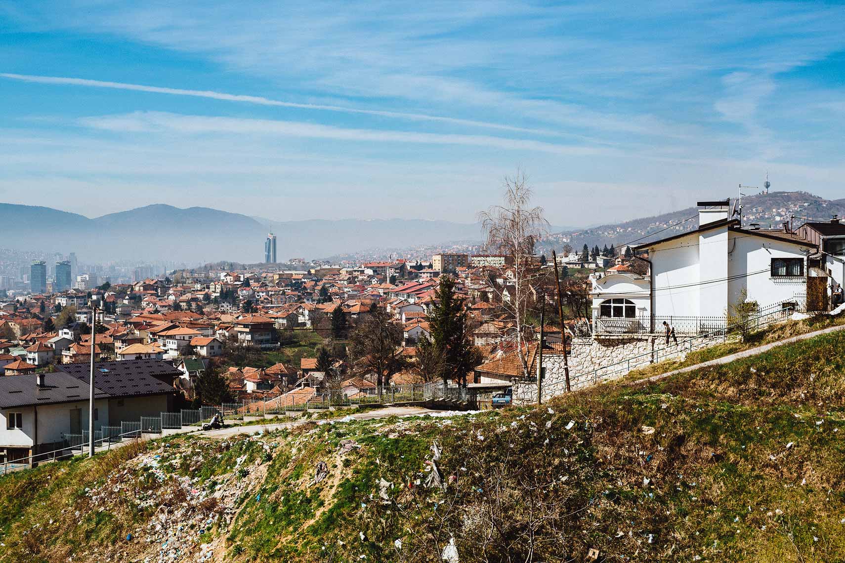Karl Fostvedt skiing around Sarajevo, Bosnia & Herzegovina for Freeskier Magazine