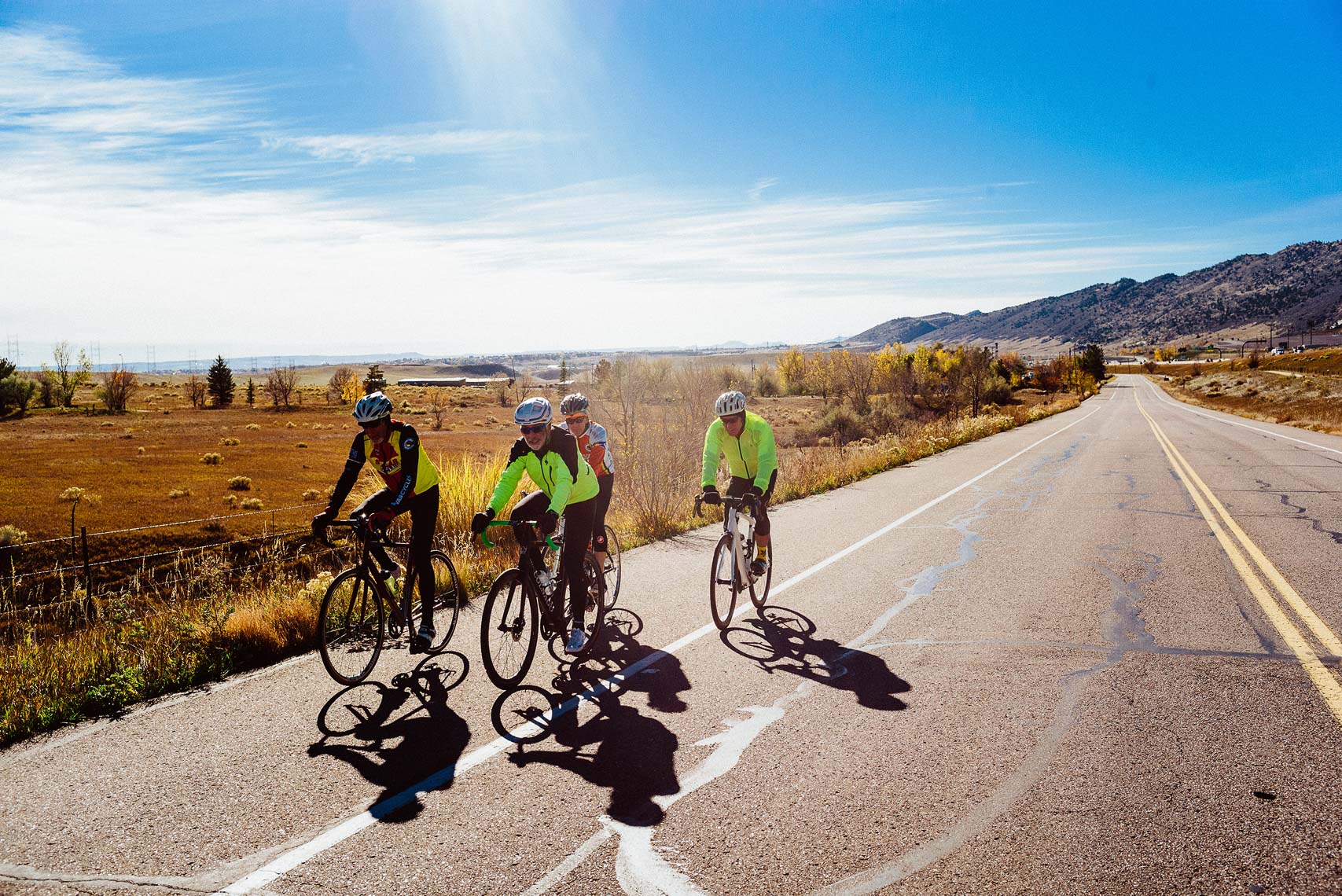Cyclists in Morrison, CO.
